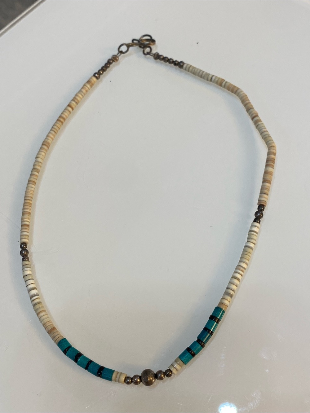 Neutral & Turquoise Beaded Necklace